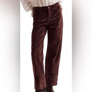 Free people women’s Rick Taker high rise Brown Corduroy Pants s 28 NWT